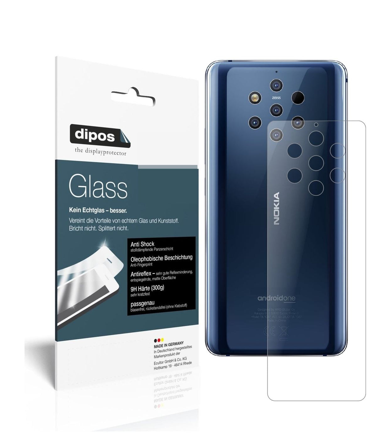 1x 9H Schutzfolie matt für Nokia 9 PureView Rückseite Panzerfolie