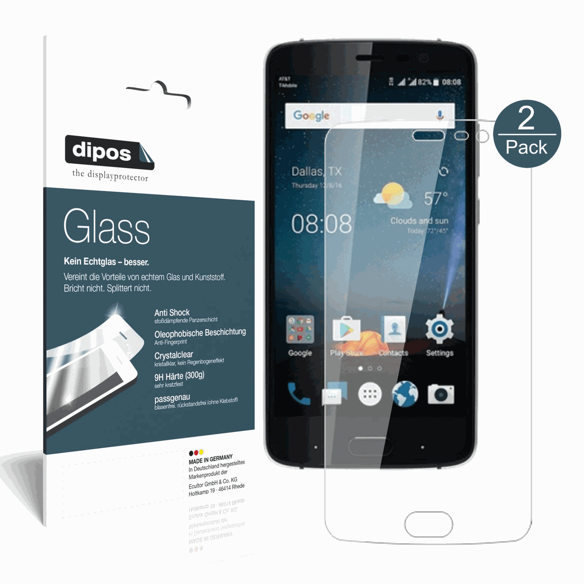 2x 9H Schutzfolie für ZTE Blade V8 Pro Panzerfolie