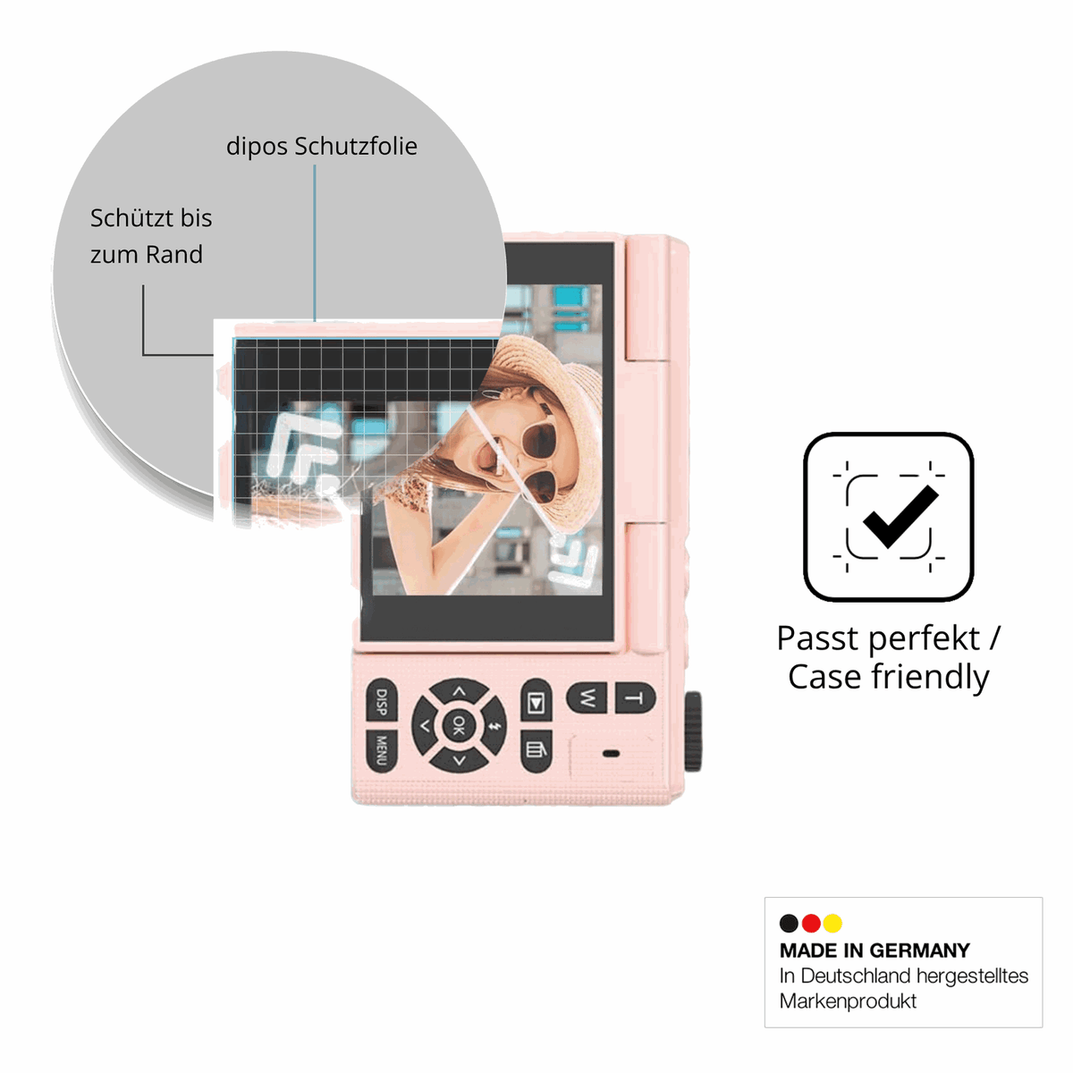 Schutzglasfolie mit optimaler Passform, zur Verwendung mit Hüllen geeignet