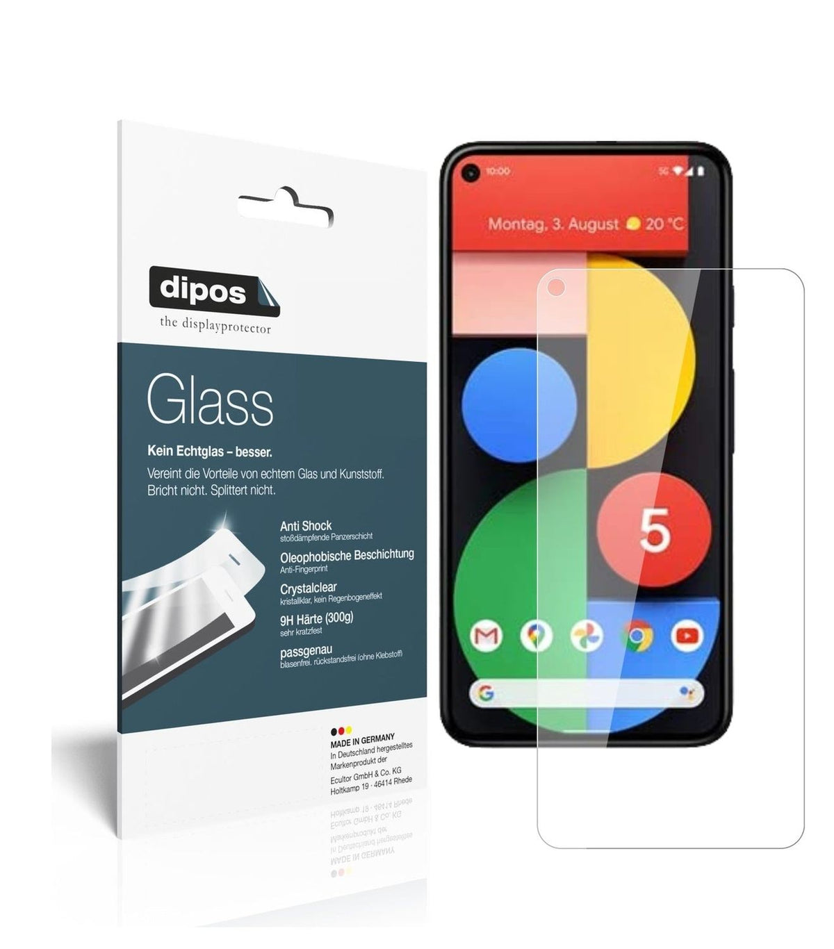 1x 9H Schutzfolie für Google Pixel 5 Panzerfolie