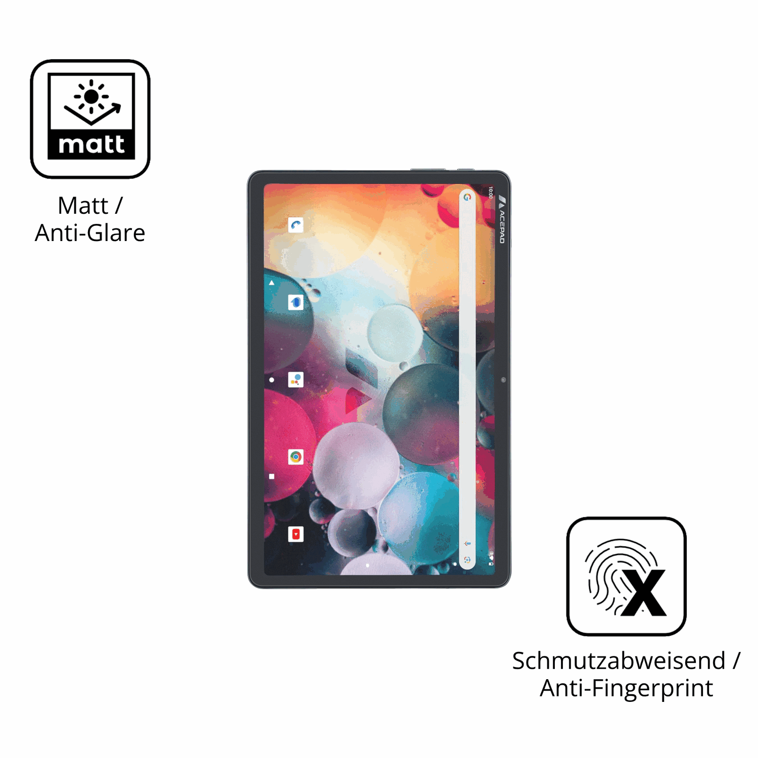 Dünne und entspiegelnde Folie passend zugeschnitten für Acepad A171 10.4 Zoll