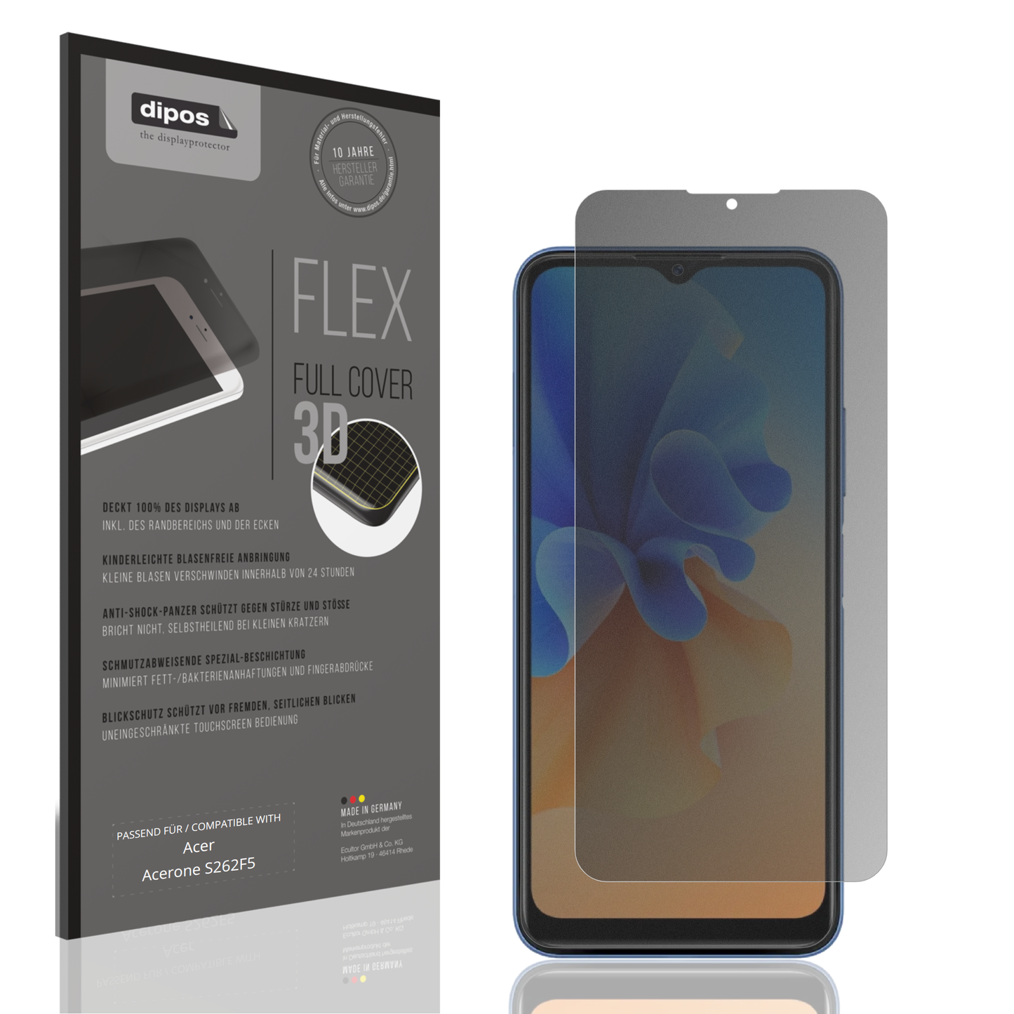 Full Cover Privacy Blickschutzfolie für Acer Acerone S262F5