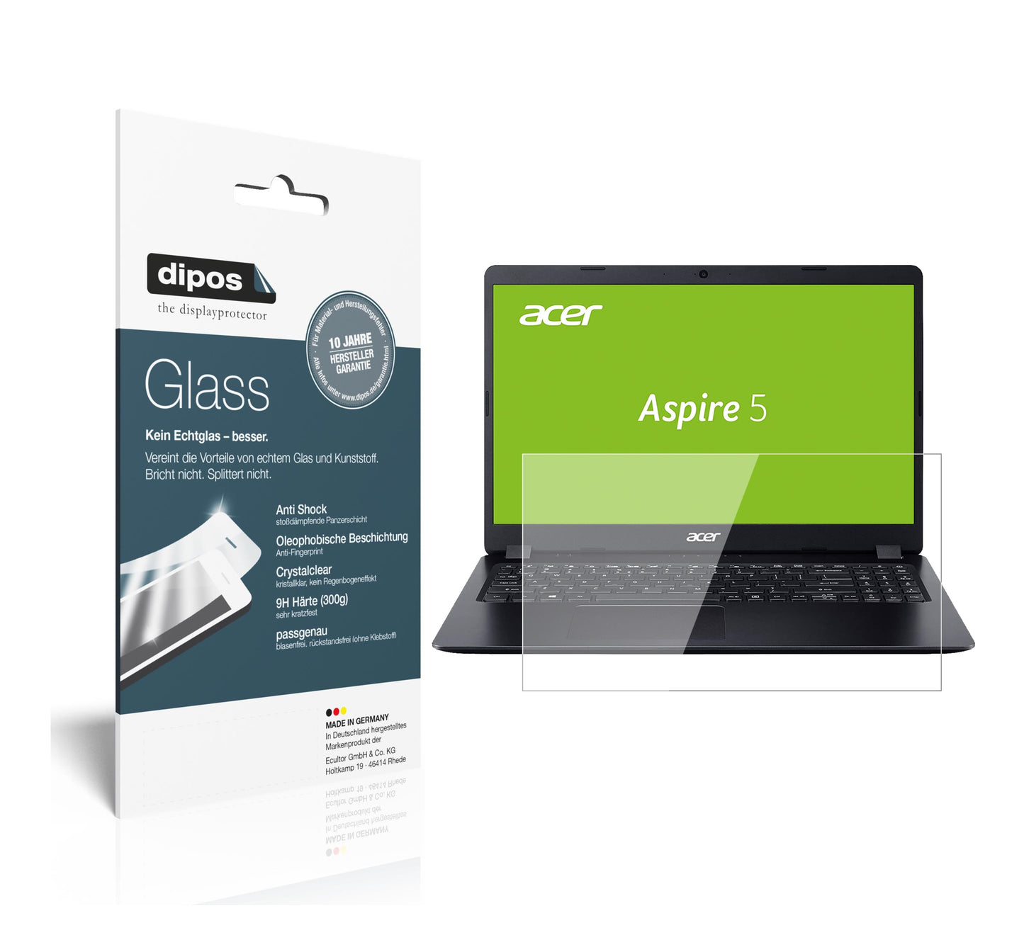 2x 9H Schutzfolie für Acer Aspire 5 (A515-54G-50F2) Panzerfolie