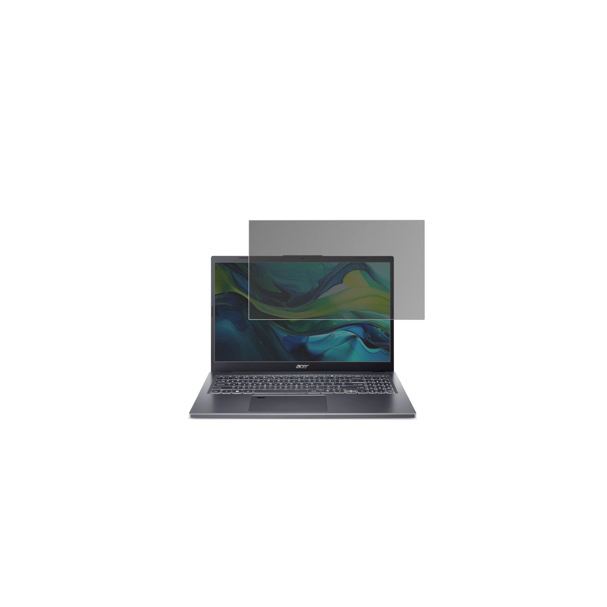 aceraspire a15-51 mit aufgebrachtem dipos Displayschutz, der seitliche Einblicke blockiert