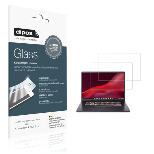 Klare Displayschutzfolie von dipos passend für acer Chromebook Plus 516, 9H kratzfest und blasenfrei montiert