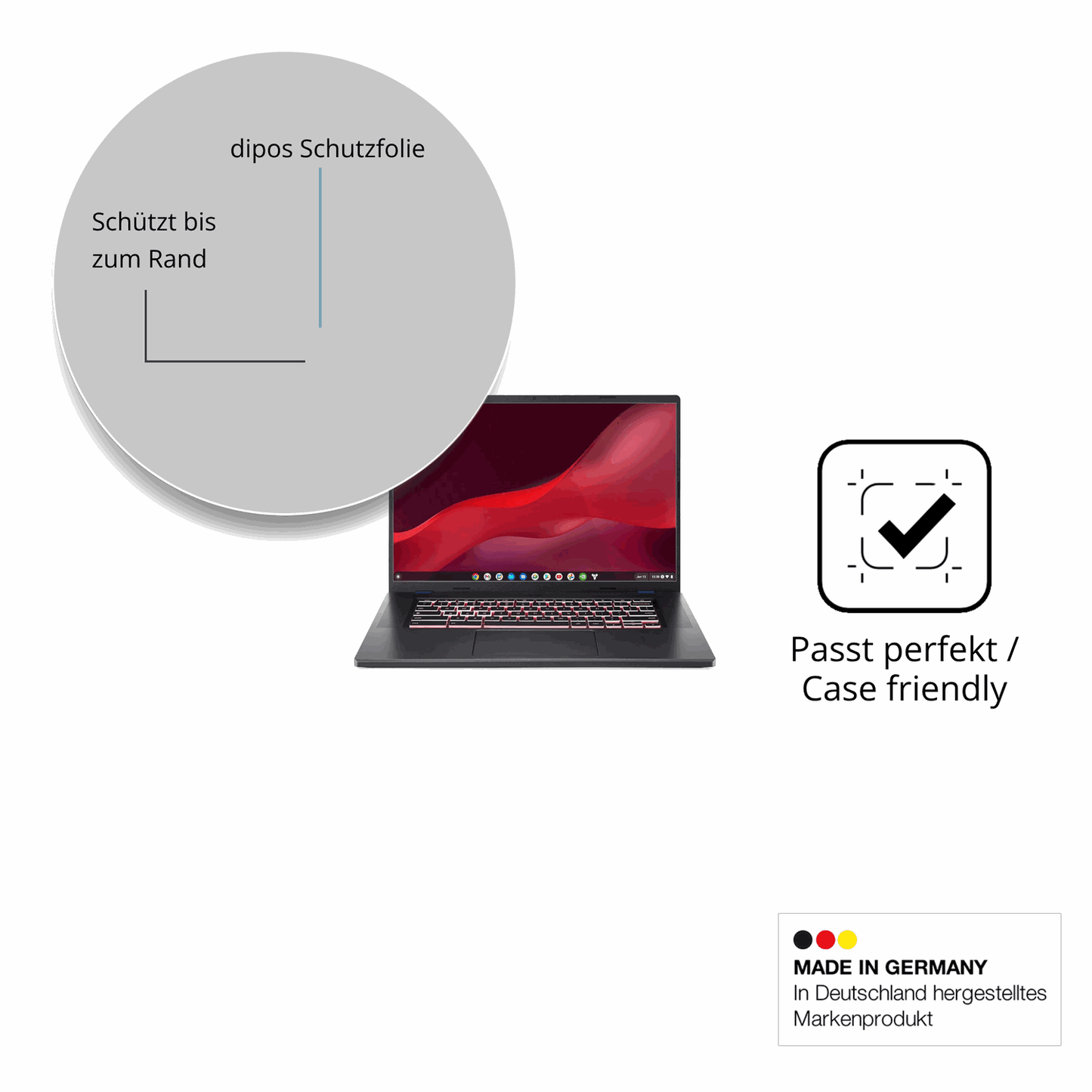 Besonders flexibler Displayschutz mit Anti-Shock-Schicht im Materialmix