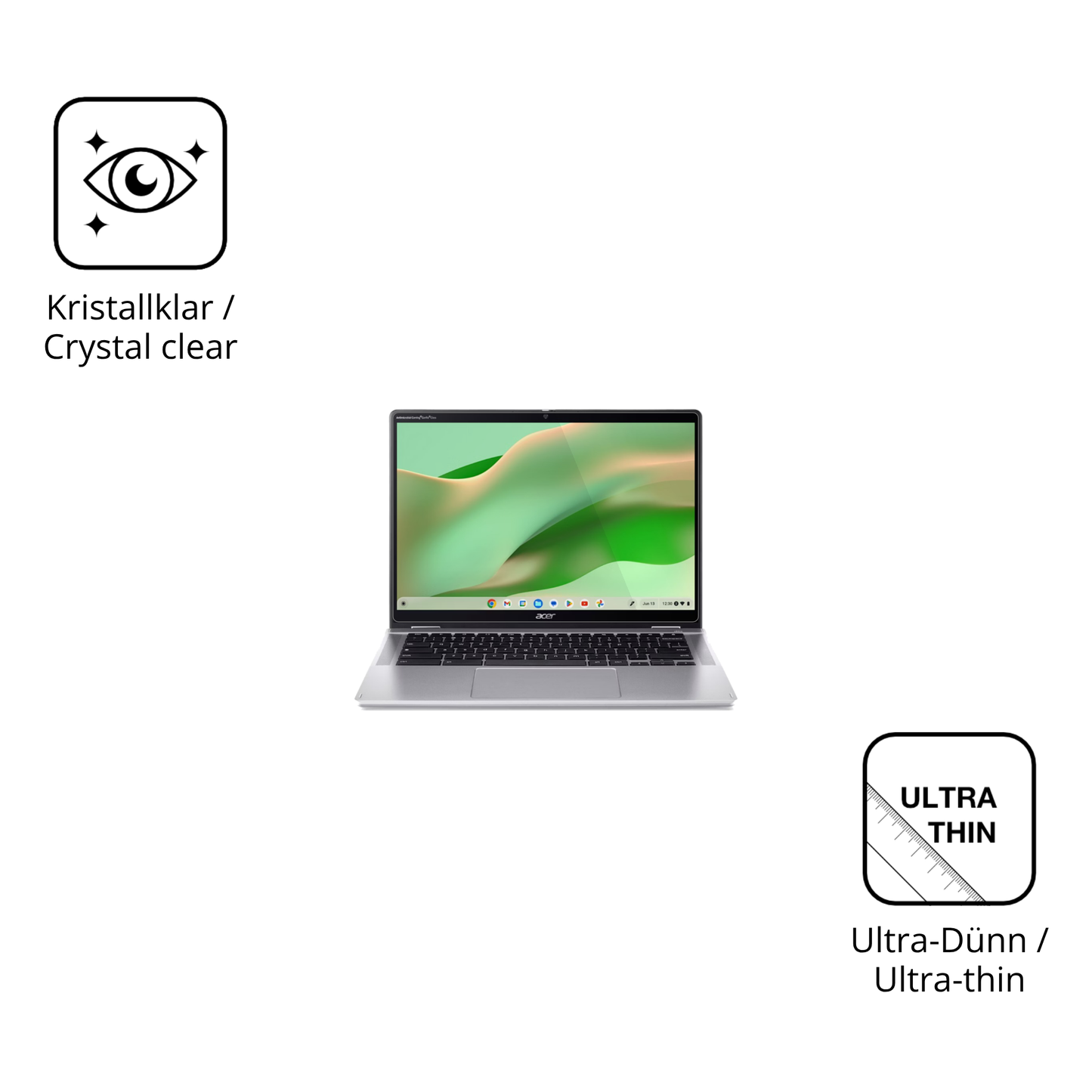 2x Schutzfolie klar für Acer Chromebook Spin 314 CP314-2HN Display-Schutzfolie