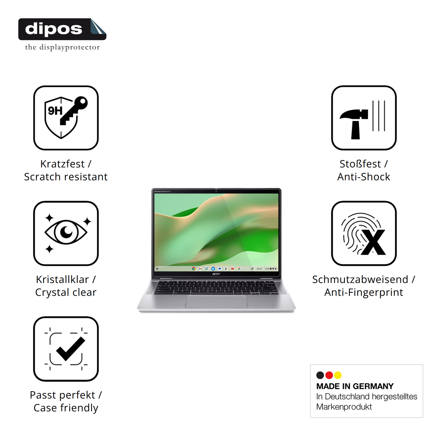 2x 9H Schutzfolie für Acer Chromebook Spin 314 CP314-2HN Panzerfolie