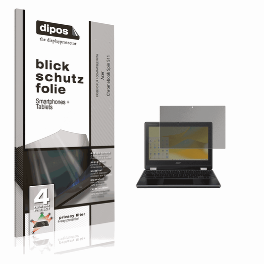 Blickschutzfolie von dipos passend für Acer Chromebook Spin 511, präziser Zuschnitt und blasenfrei montiert