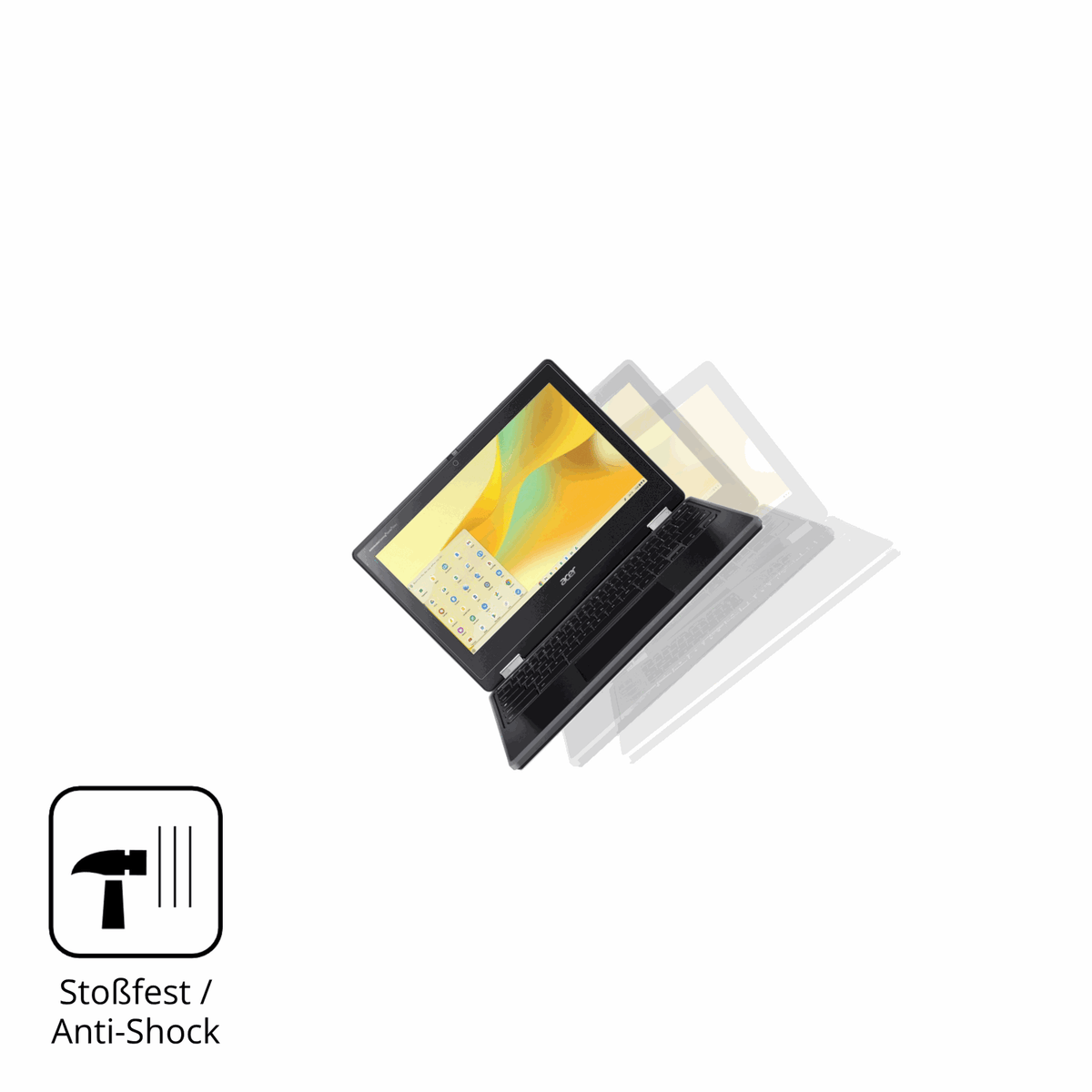Schutz gegen Kratzer auf dem Acer Chromebook Spin 511 Glas durch Schlüssel, Stöße gegen die Tischkante oder Stürze