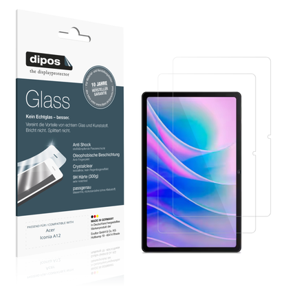 Klare Displayschutzfolie von dipos passend für Acer Iconia A12, 9H kratzfest und blasenfrei montiert