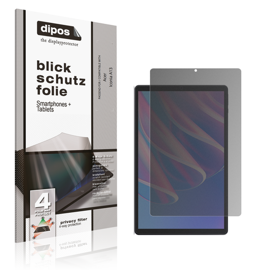 Blickschutzfolie von dipos passend für Acer Iconia A13, präziser Zuschnitt und blasenfrei montiert