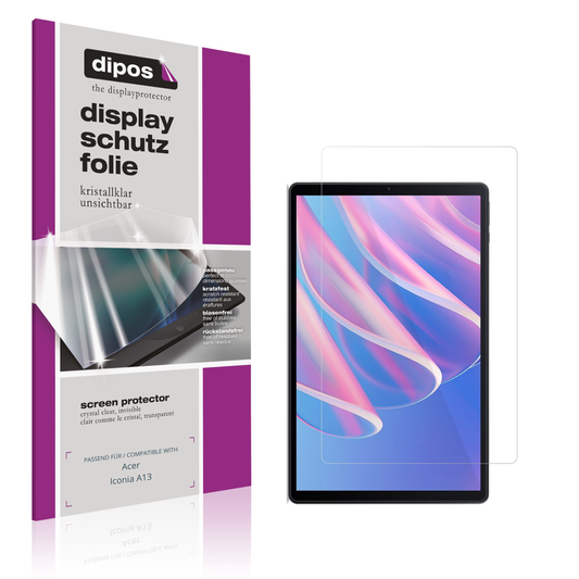 Klare Displayschutzfolie von dipos passend für Acer Iconia A13, präziser Zuschnitt und blasenfrei montiert