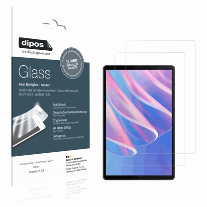 Klare Displayschutzfolie von dipos passend für Acer Iconia A13, 9H kratzfest und blasenfrei montiert