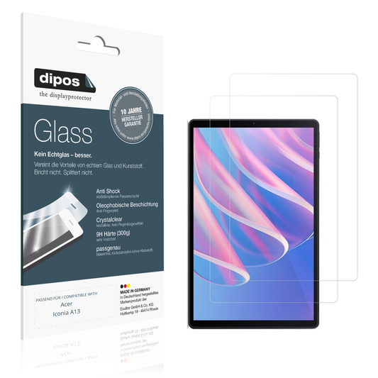 Klare Displayschutzfolie von dipos passend für Acer Iconia A13, 9H kratzfest und blasenfrei montiert