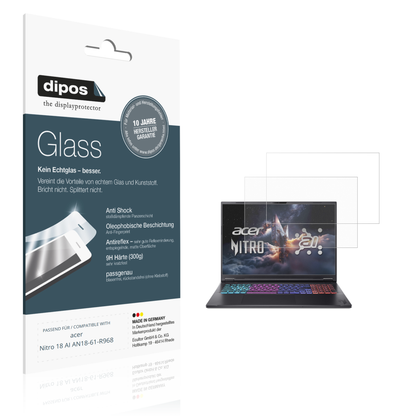 Matte Displayschutzfolie von dipos passend für acer Nitro 18 AI AN18-61-R968, 9H kratzfest und blasenfrei montiert