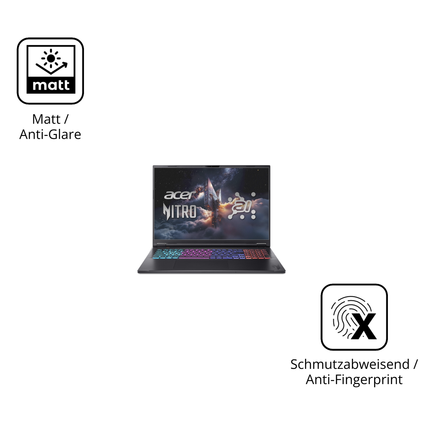 9H Hartbeschichtete, flexible Folie passend zugeschnitten für acer Nitro 18 AI AN18-61-R968