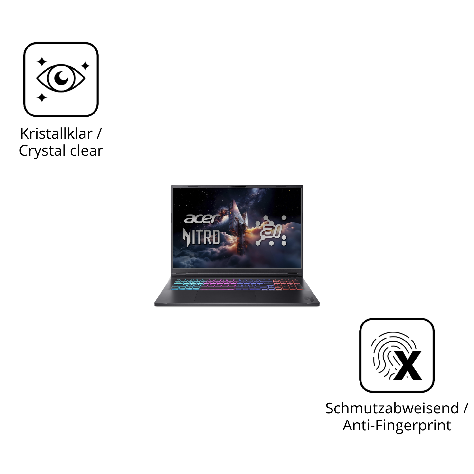 Flexible TPU-Folie passend zugeschnitten für acer Nitro 18 AI AN18-61-R968, vollständige Abdeckung