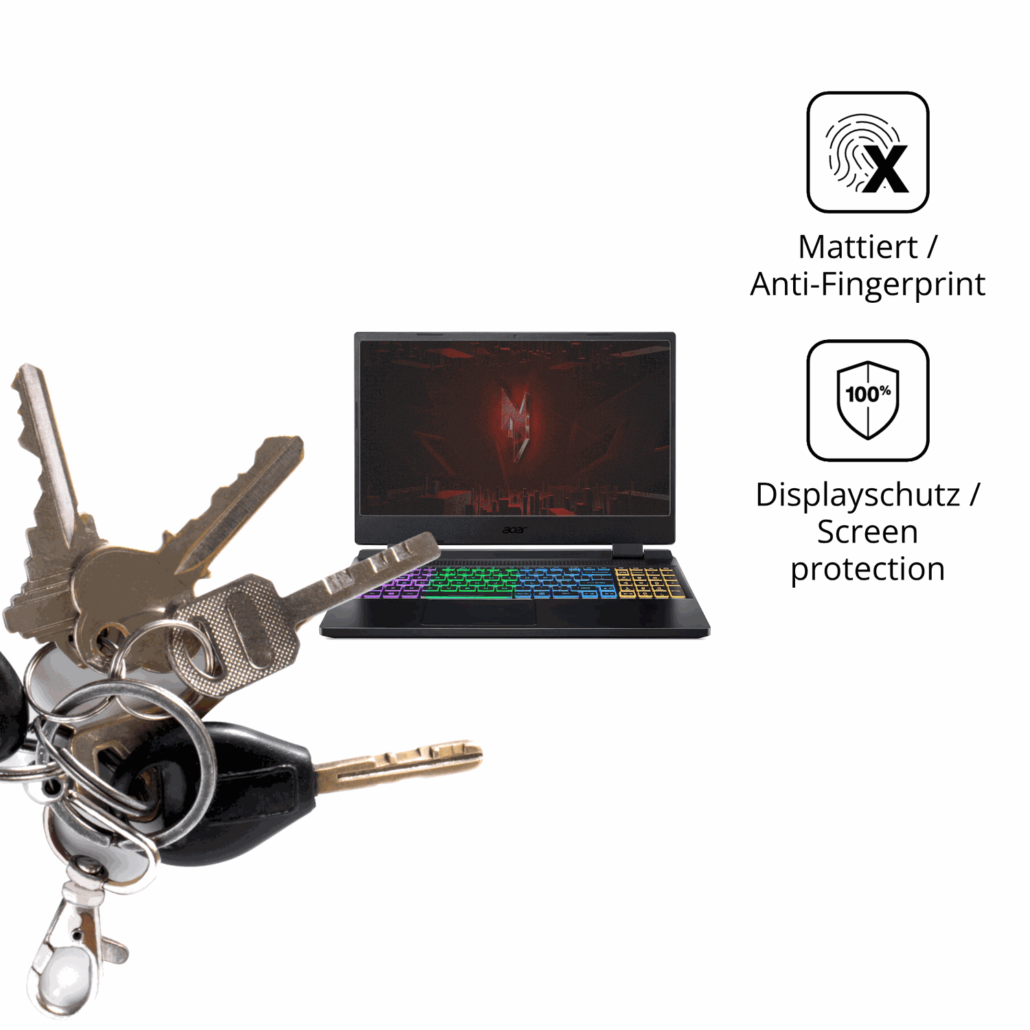 dipos Displayschutz für Acer Nitro 5 AB515-46, mattierte Oberfläche, Blickschutzfilter und perfekter Passform