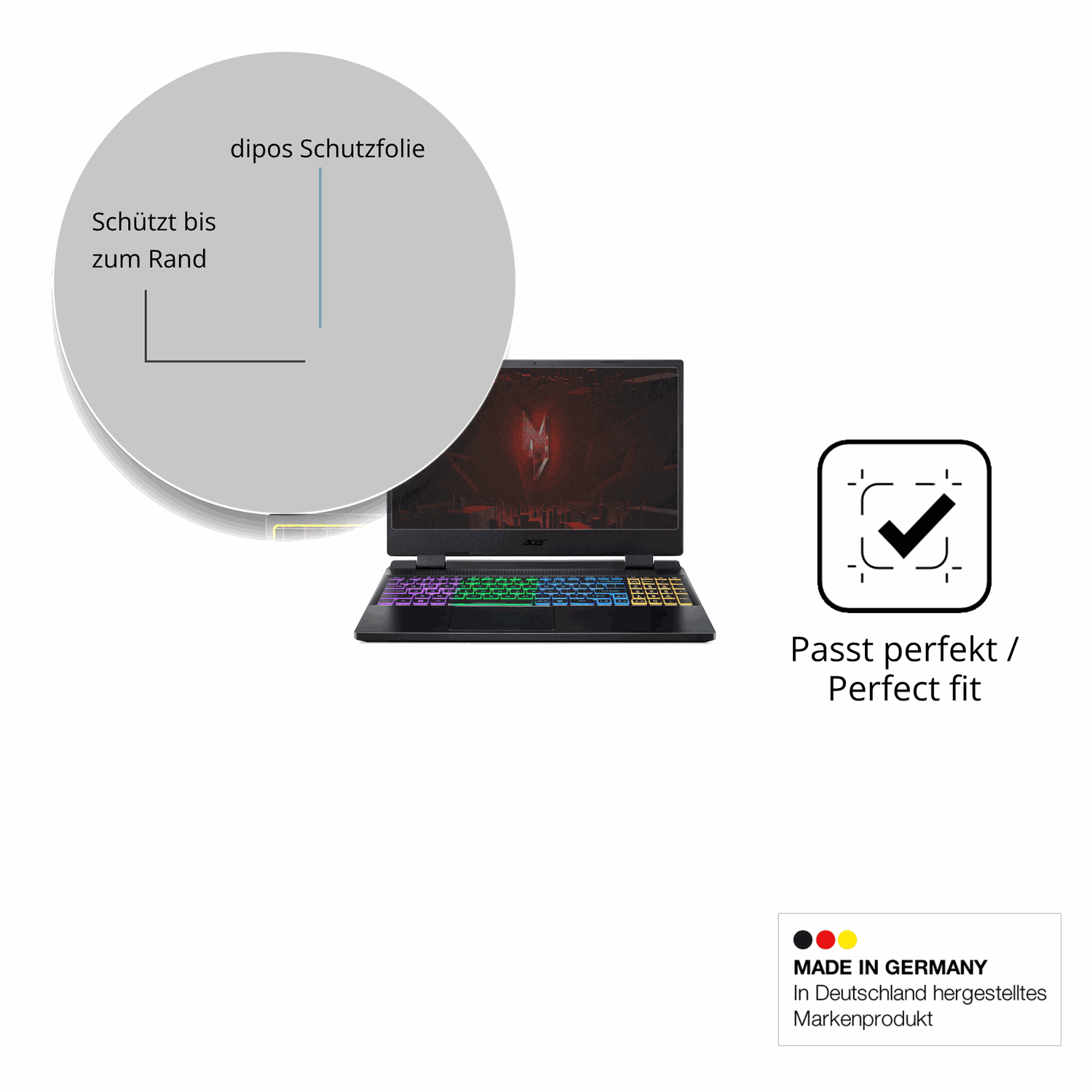 Schutz gegen Kratzer auf dem Acer Nitro 5 AB515-46 Glas durch Schlüssel oder Ähnliches