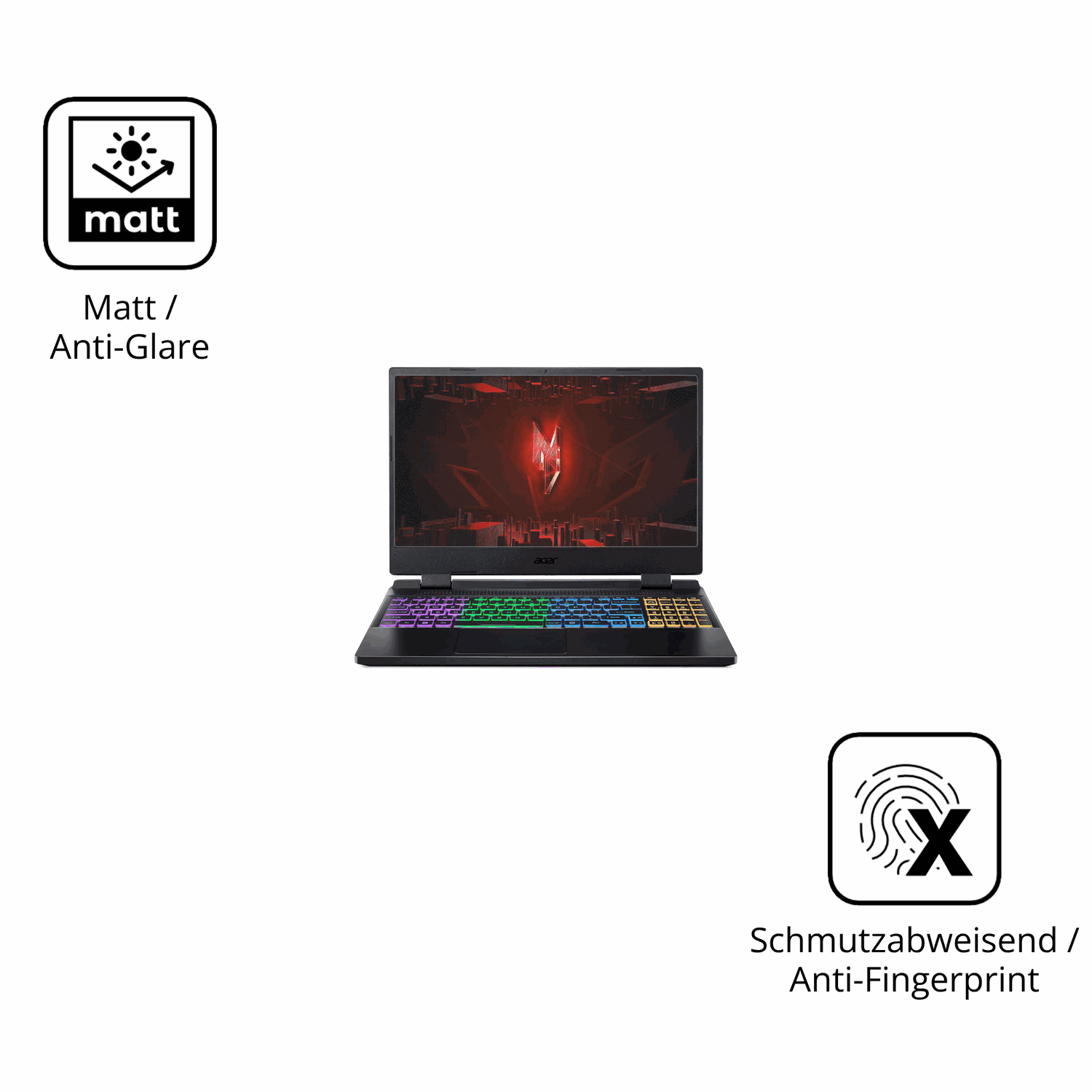 9H Hartbeschichtete, flexible Folie passend zugeschnitten für Acer Nitro 5 AB515-46