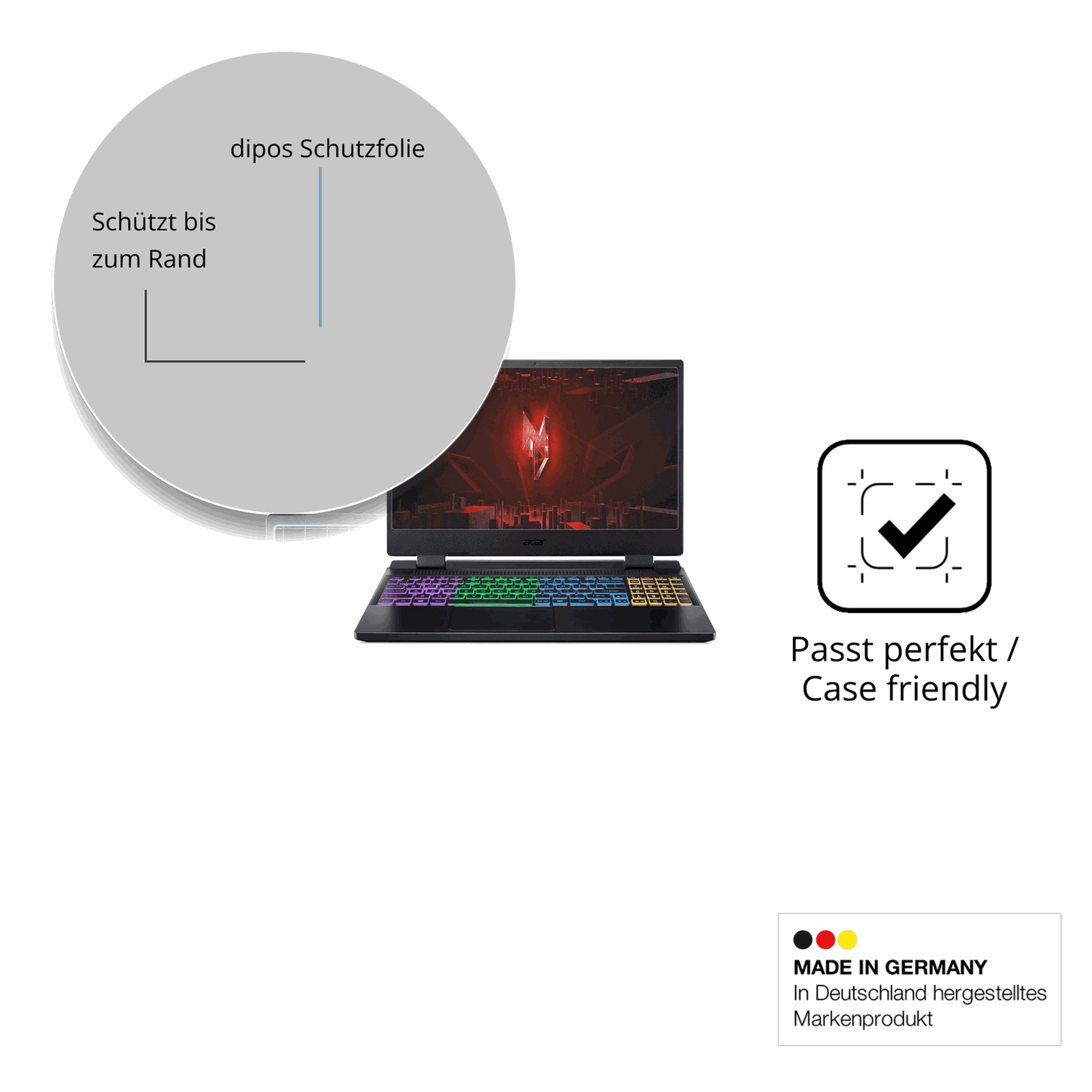 Schutzglasfolie mit optimaler Passform, zur Verwendung mit Hüllen geeignet