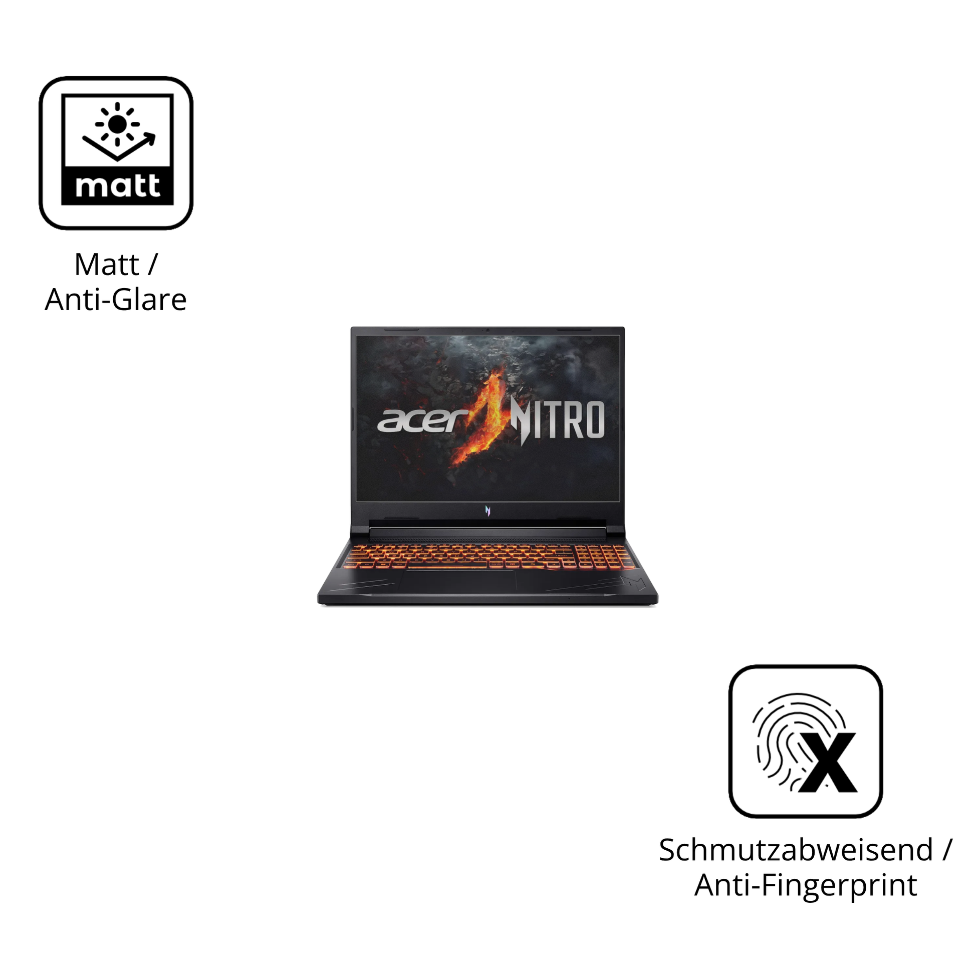 Dünne und entspiegelnde Folie passend zugeschnitten für acernitro v16