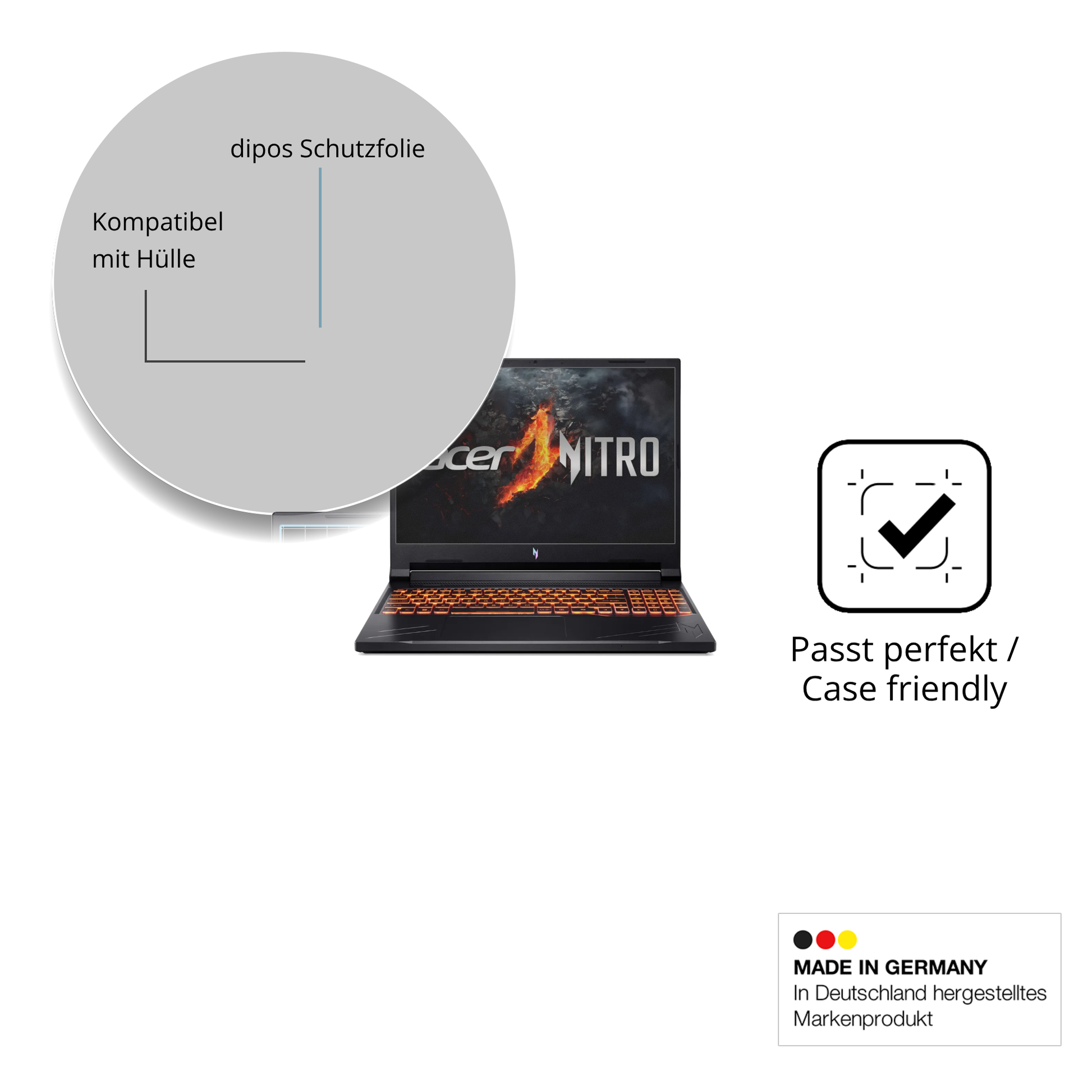 Schutzfolie mit optimaler Passform, zur Verwendung mit Hüllen geeignet