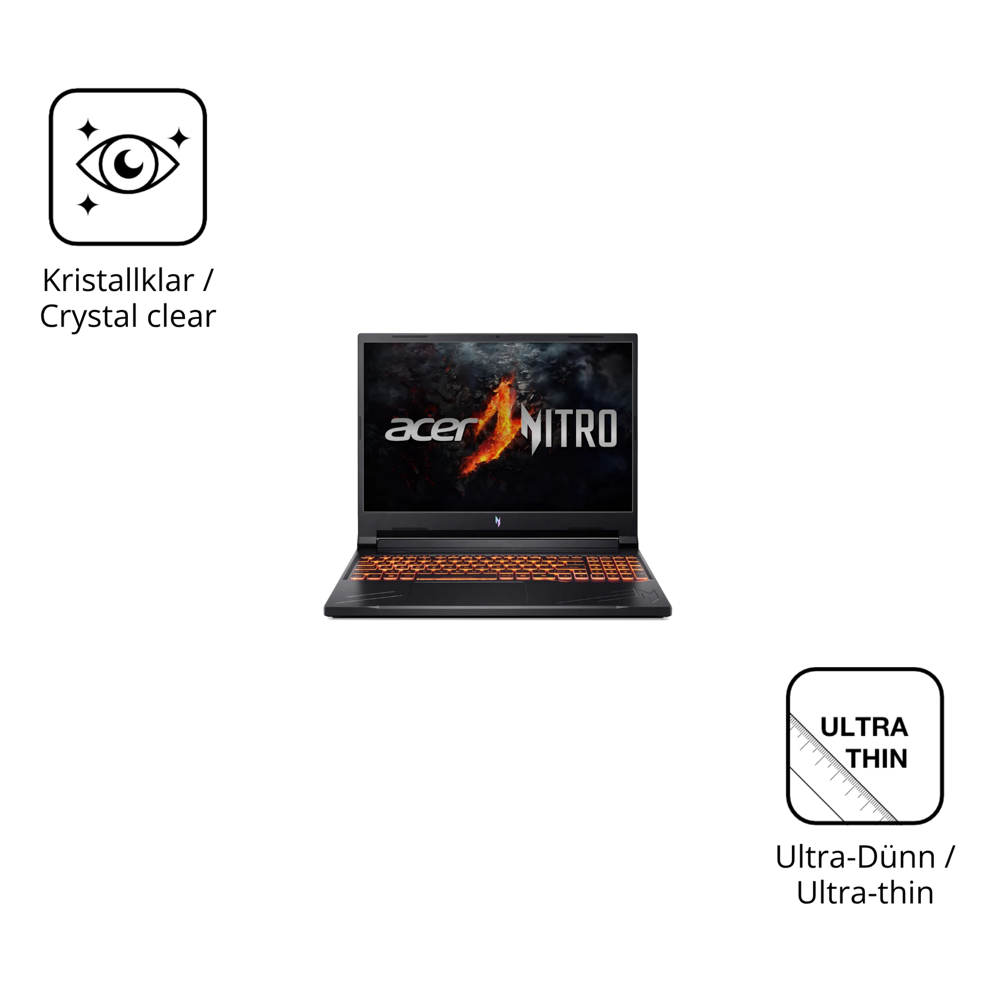 Dünne und klare Folie passend zugeschnitten für acernitro v16
