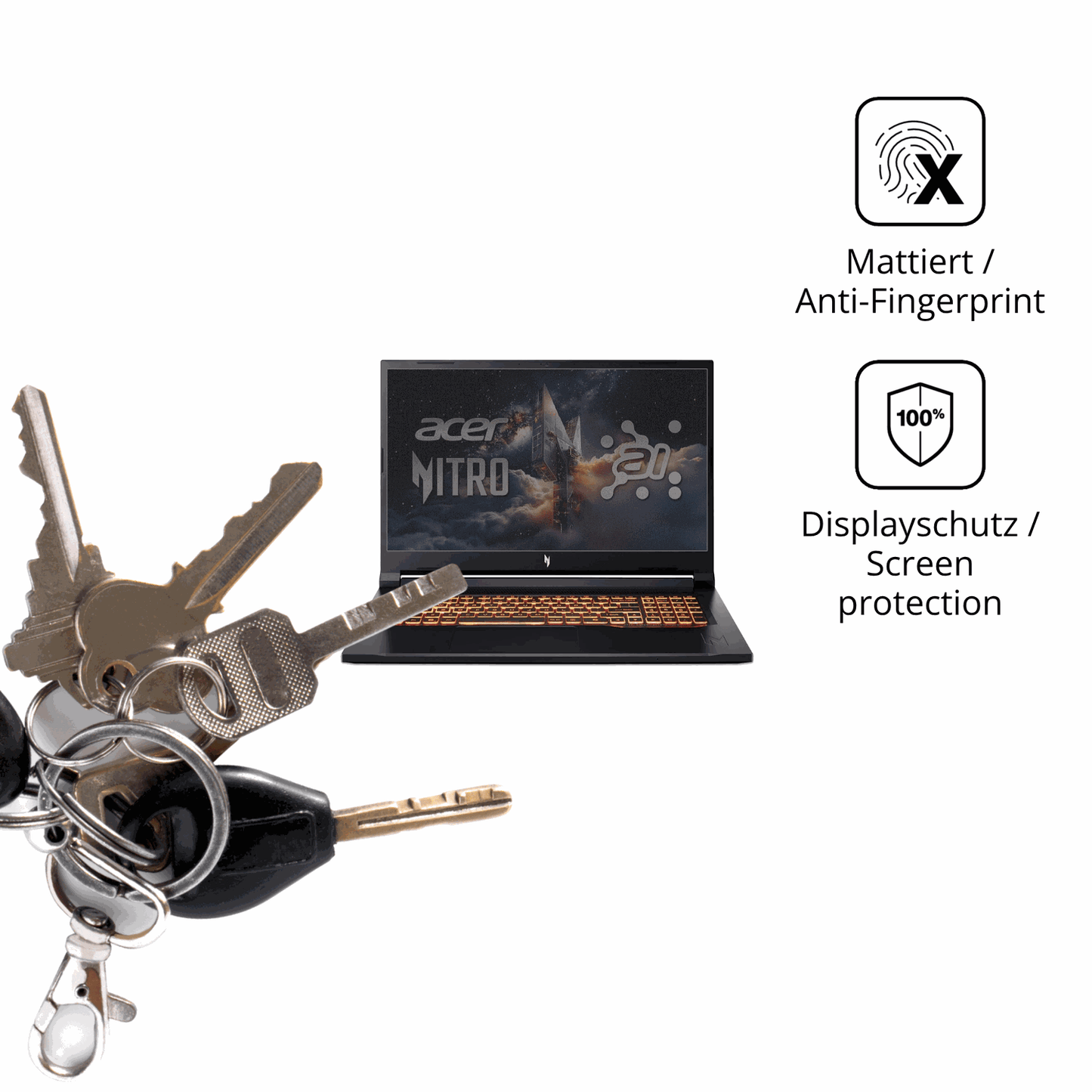 dipos Displayschutz für Acer Nitro V17 AI, mattierte Oberfläche, Blickschutzfilter und perfekter Passform