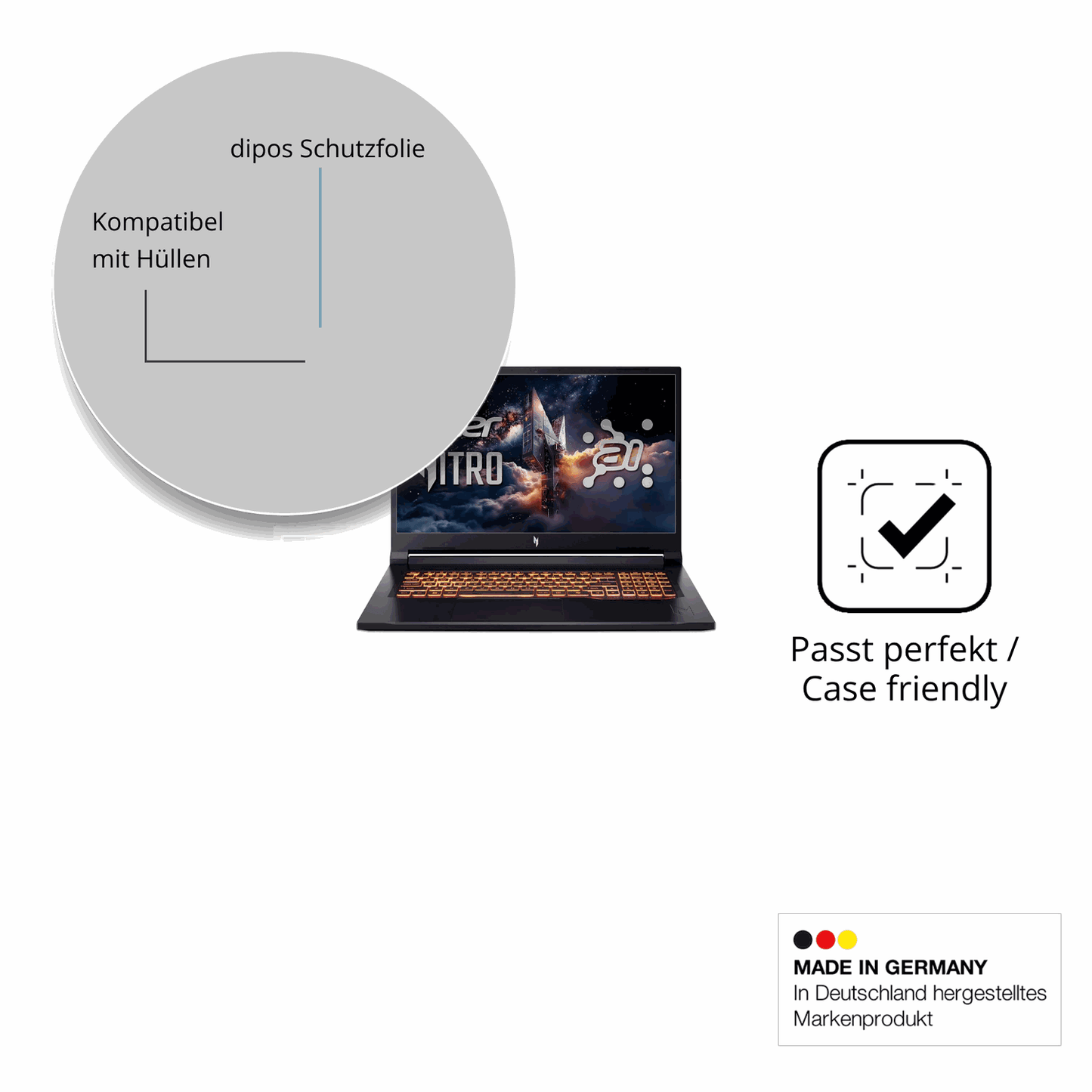 Schutzfolie mit optimaler Passform, zur Verwendung mit Hüllen geeignet