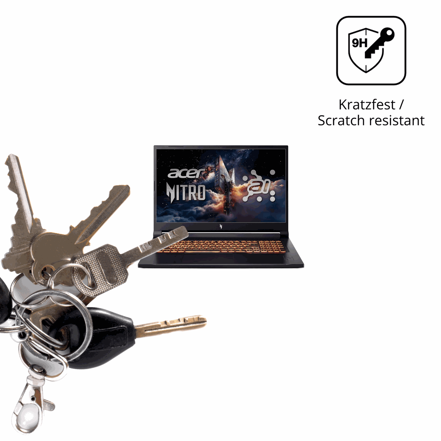 dipos Displayschutz für Acer Nitro V17 AI, transparente Oberfläche, perfekte Passform auch für die Rundungen