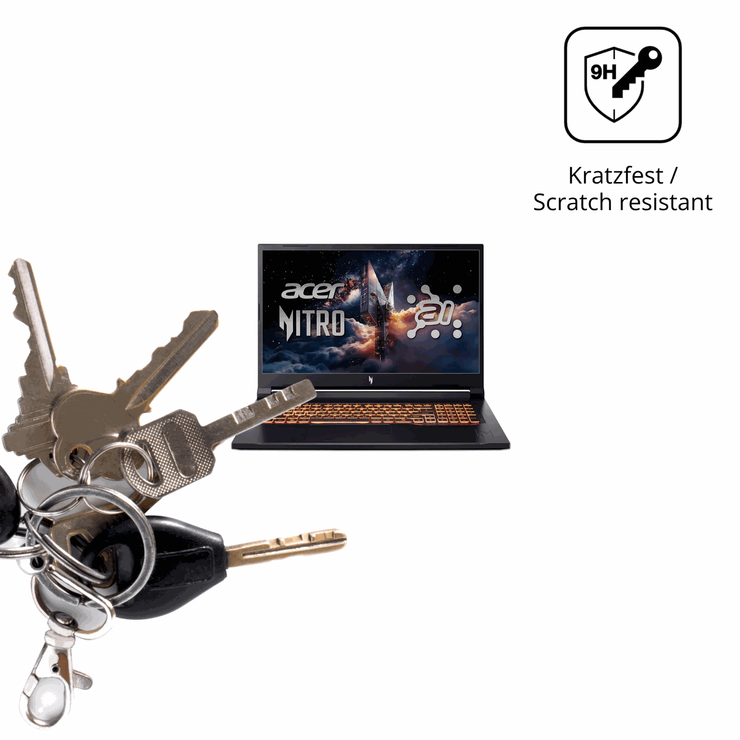 dipos Displayschutz für Acer Nitro V17 AI, transparente Oberfläche, perfekte Passform auch für die Rundungen