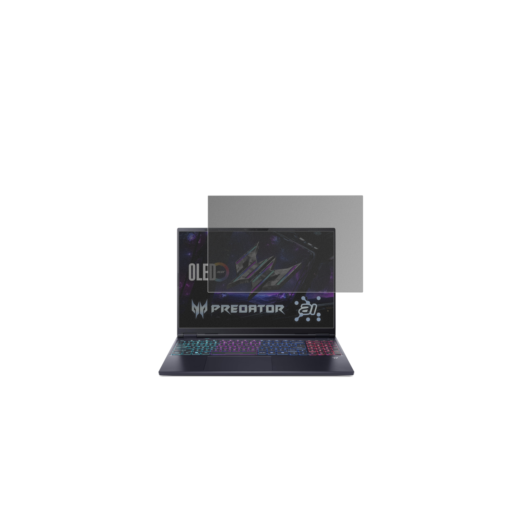 acerpredator helios neo 16 ai mit aufgebrachtem dipos Displayschutz, der seitliche Einblicke blockiert