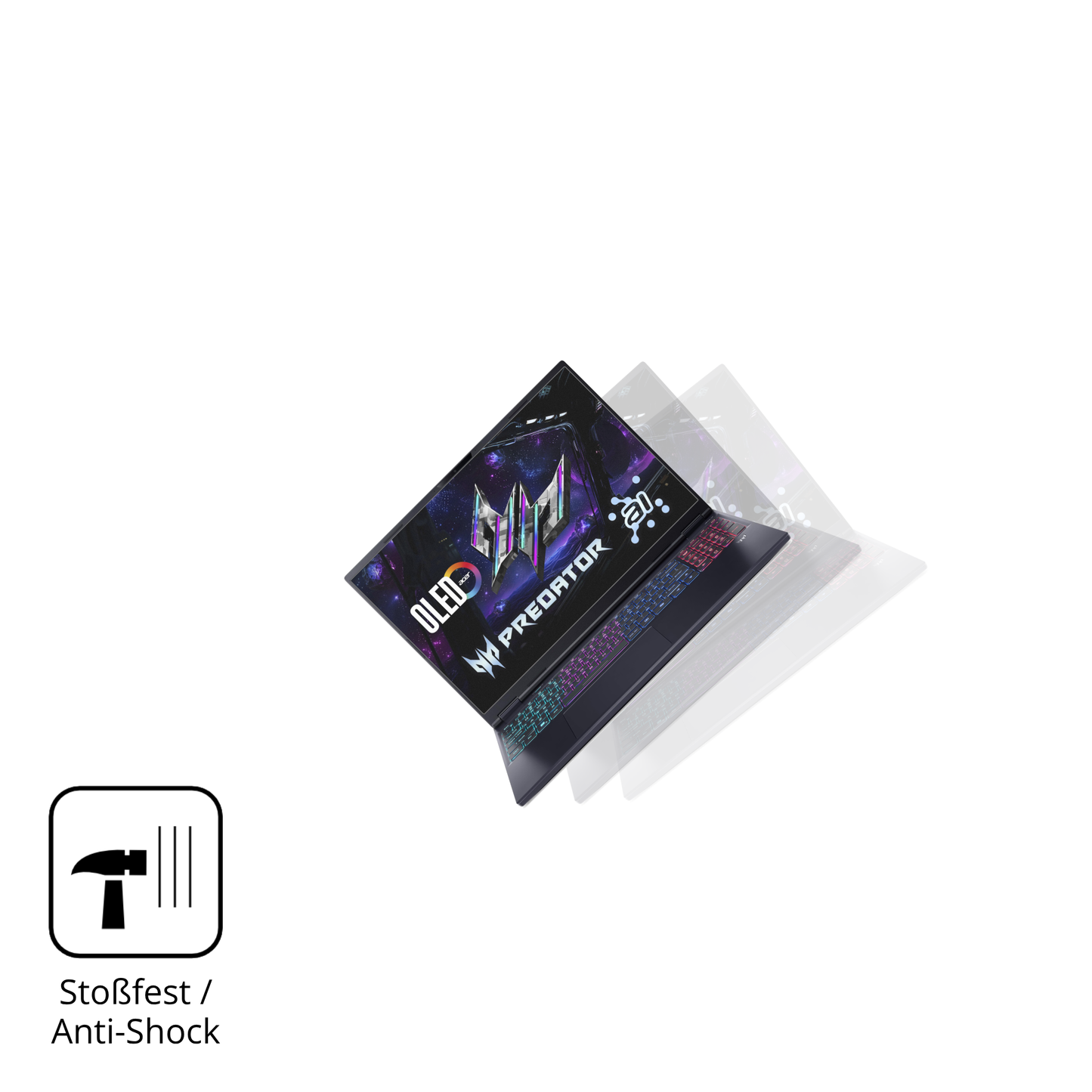 Schutz gegen Kratzer auf dem acerpredator helios neo 16 ai Glas durch Schlüssel, Stöße gegen die Tischkante oder Stürze