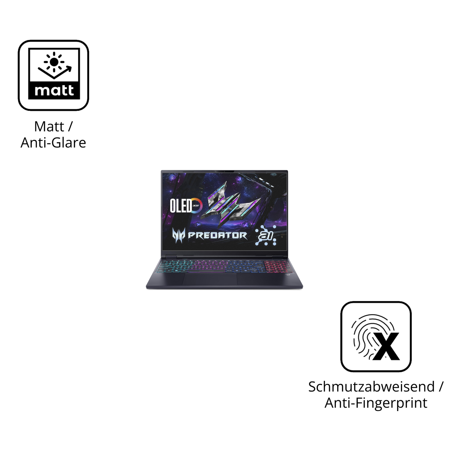 9H Hartbeschichtete, flexible Folie passend zugeschnitten für acerpredator helios neo 16 ai