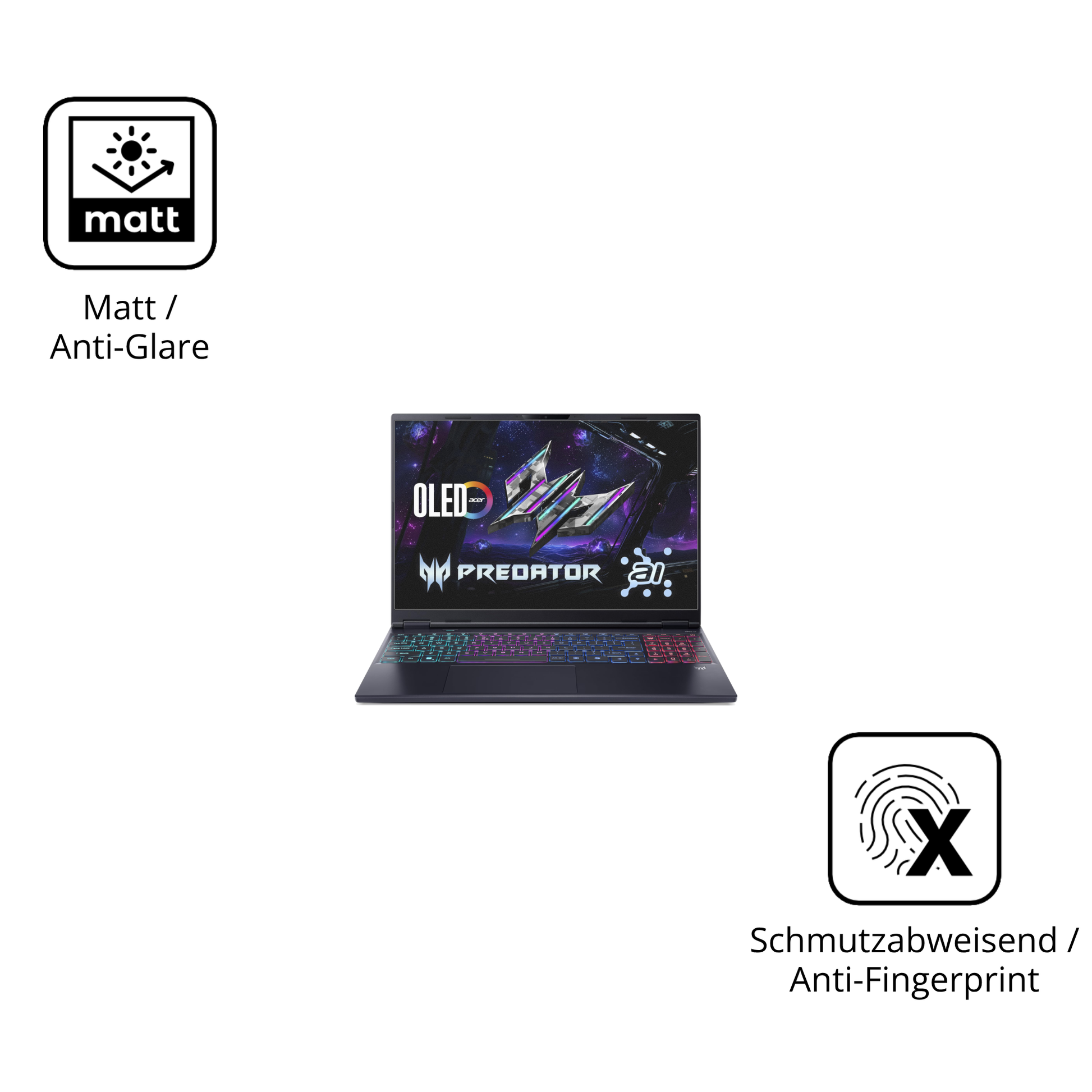 9H Hartbeschichtete, flexible Folie passend zugeschnitten für acerpredator helios neo 16 ai