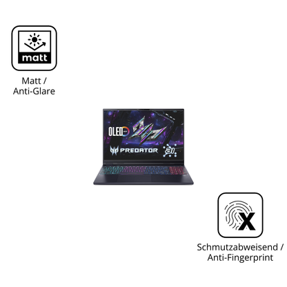 9H Hartbeschichtete, flexible Folie passend zugeschnitten für acerpredator helios neo 16 ai