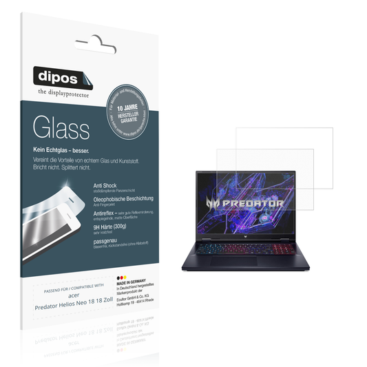 Matte Displayschutzfolie von dipos passend für acer Predator Helios Neo 18 18 Zoll, 9H kratzfest und blasenfrei montiert