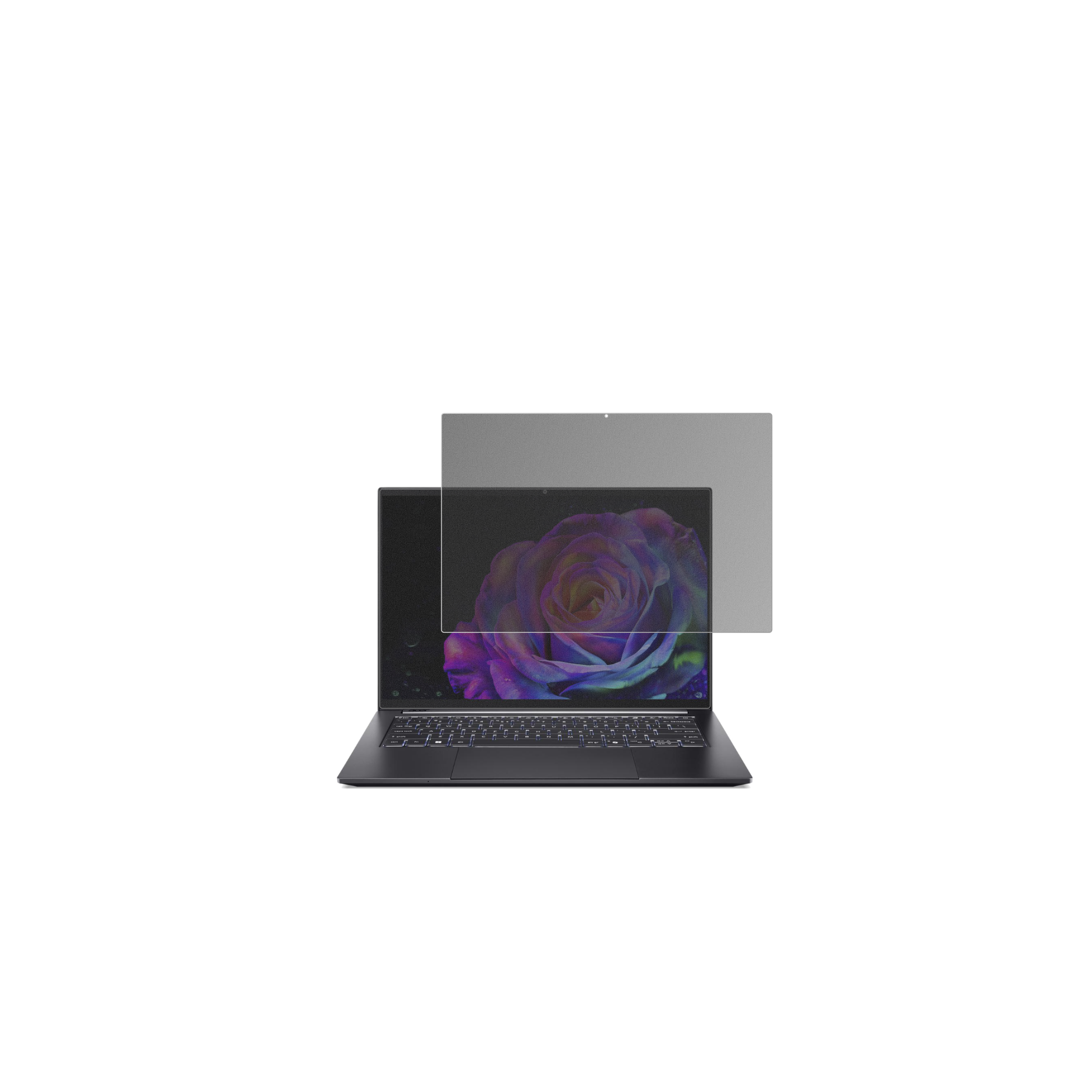 acerswift 14 sfx14-73g mit aufgebrachtem dipos Displayschutz, der seitliche Einblicke blockiert