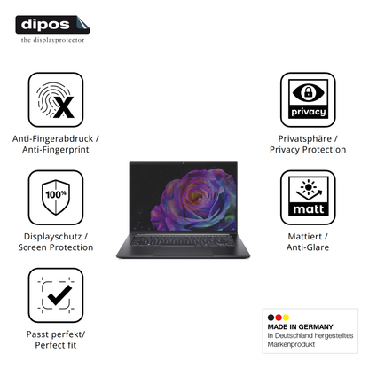 Privatsphäre-Schutz durch Sichtschutz-Folie passend zugeschnitten für acerswift 14 sfx14-73g