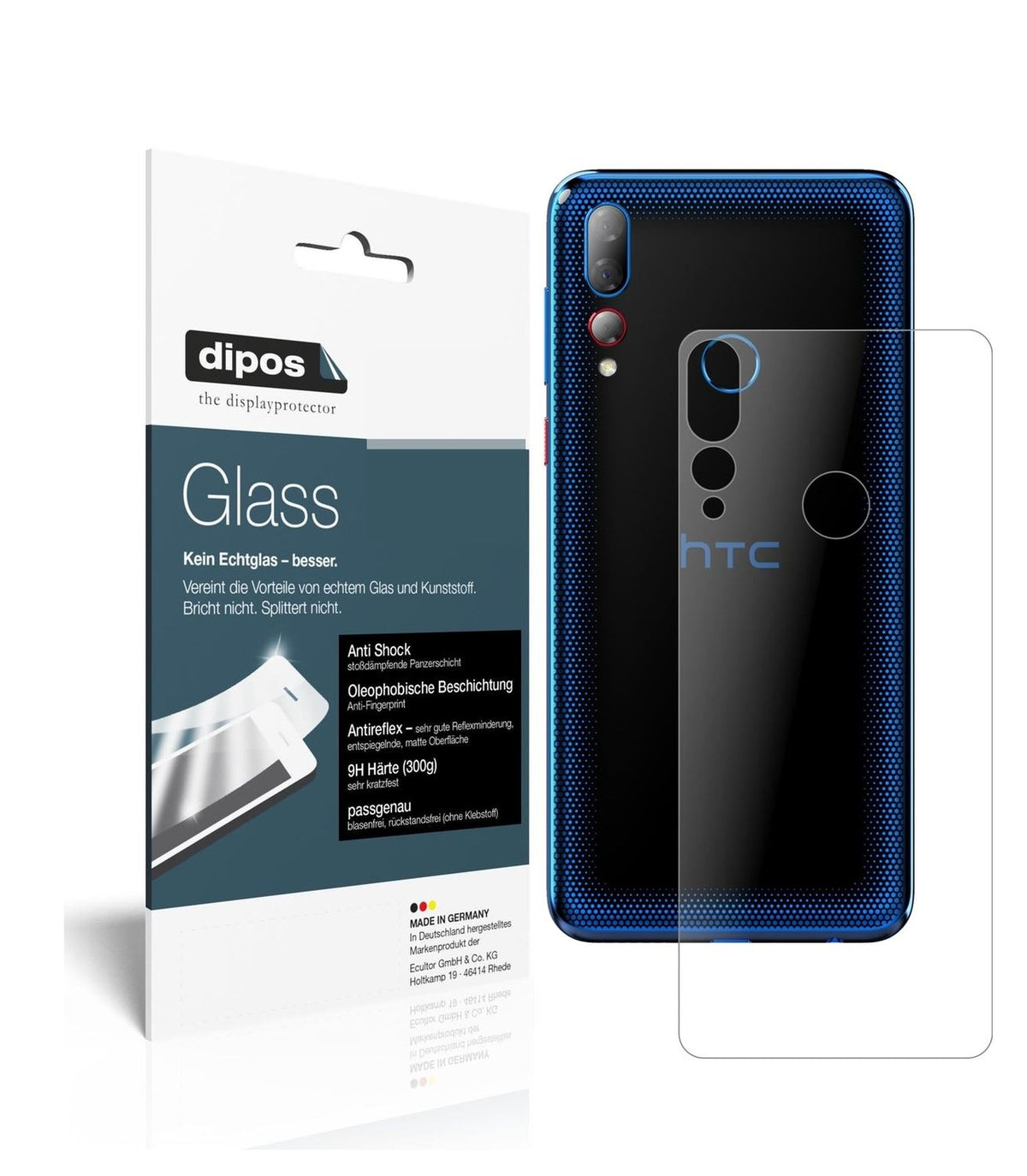 1x 9H Schutzfolie matt für HTC Desire 19 Plus Rückseite Panzerfolie