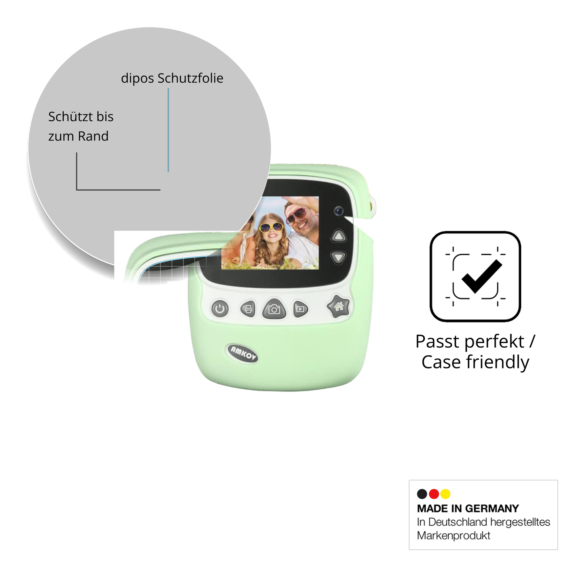 Schutzglasfolie mit optimaler Passform, zur Verwendung mit Hüllen geeignet