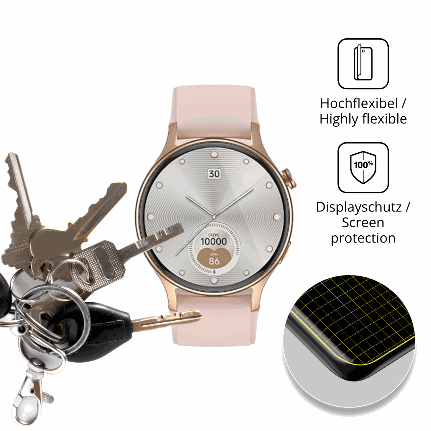 dipos Displayschutz f�r aeac AR01 1.32 Zoll, transparente Oberfl�che, geringe Dicke und perfekte Passform