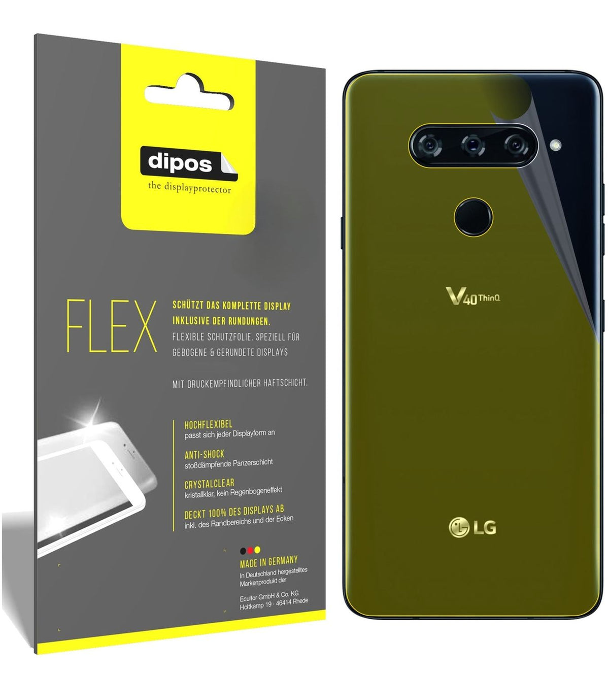 2x 3D Full Cover Schutzfolie für LG V40 ThinQ Rückseite