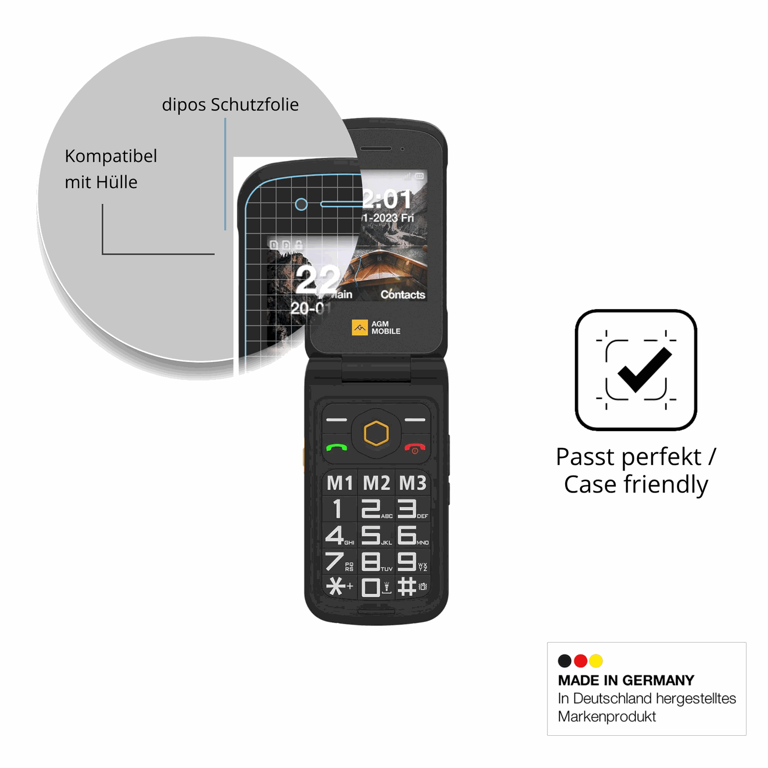 Schutzfolie mit optimaler Passform, zur Verwendung mit Hüllen geeignet