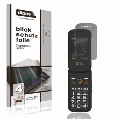 Blickschutzfolie von dipos passend für AGM M8 FLIP, präziser Zuschnitt und blasenfrei montiert