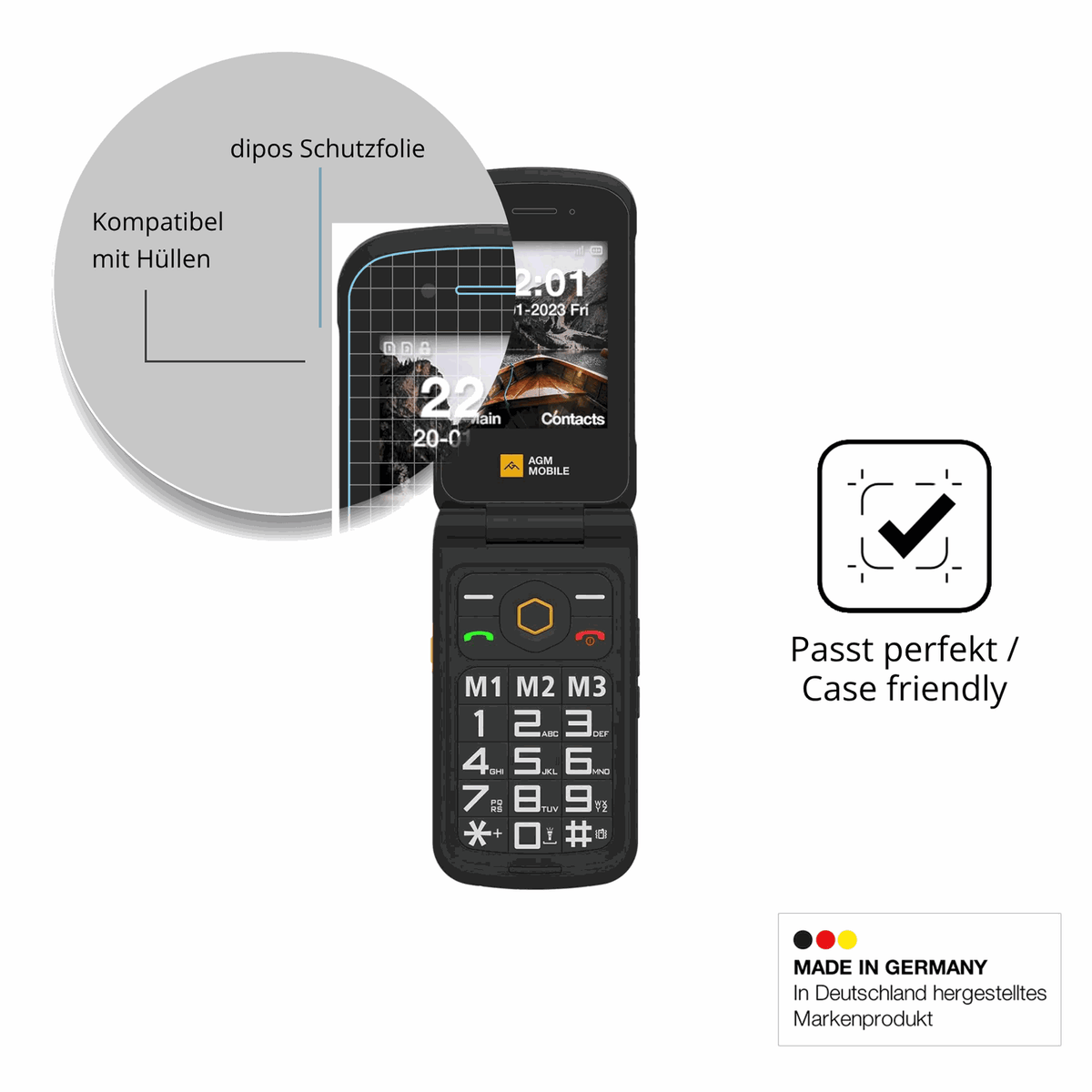 Schutzfolie mit optimaler Passform, zur Verwendung mit Hüllen geeignet