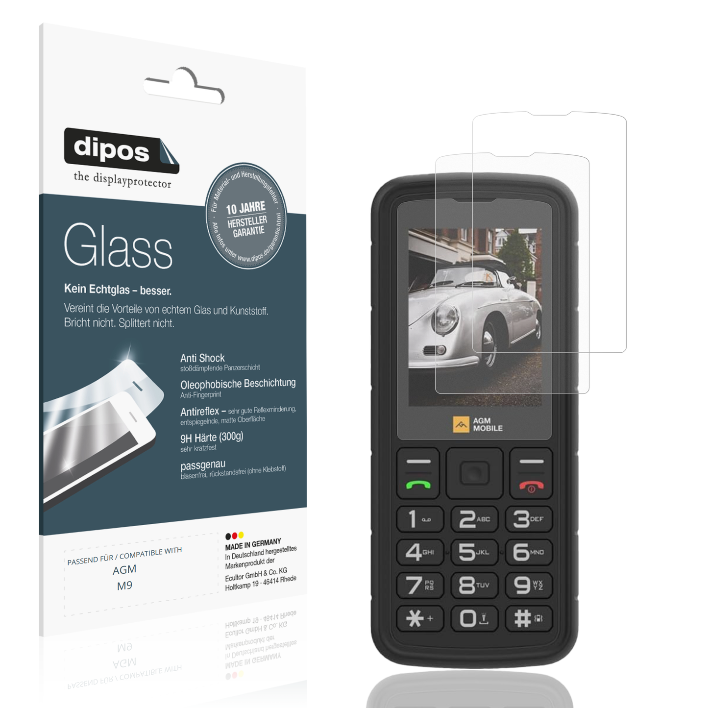 Matte Displayschutzfolie von dipos passend für AGM M9, 9H kratzfest und blasenfrei montiert