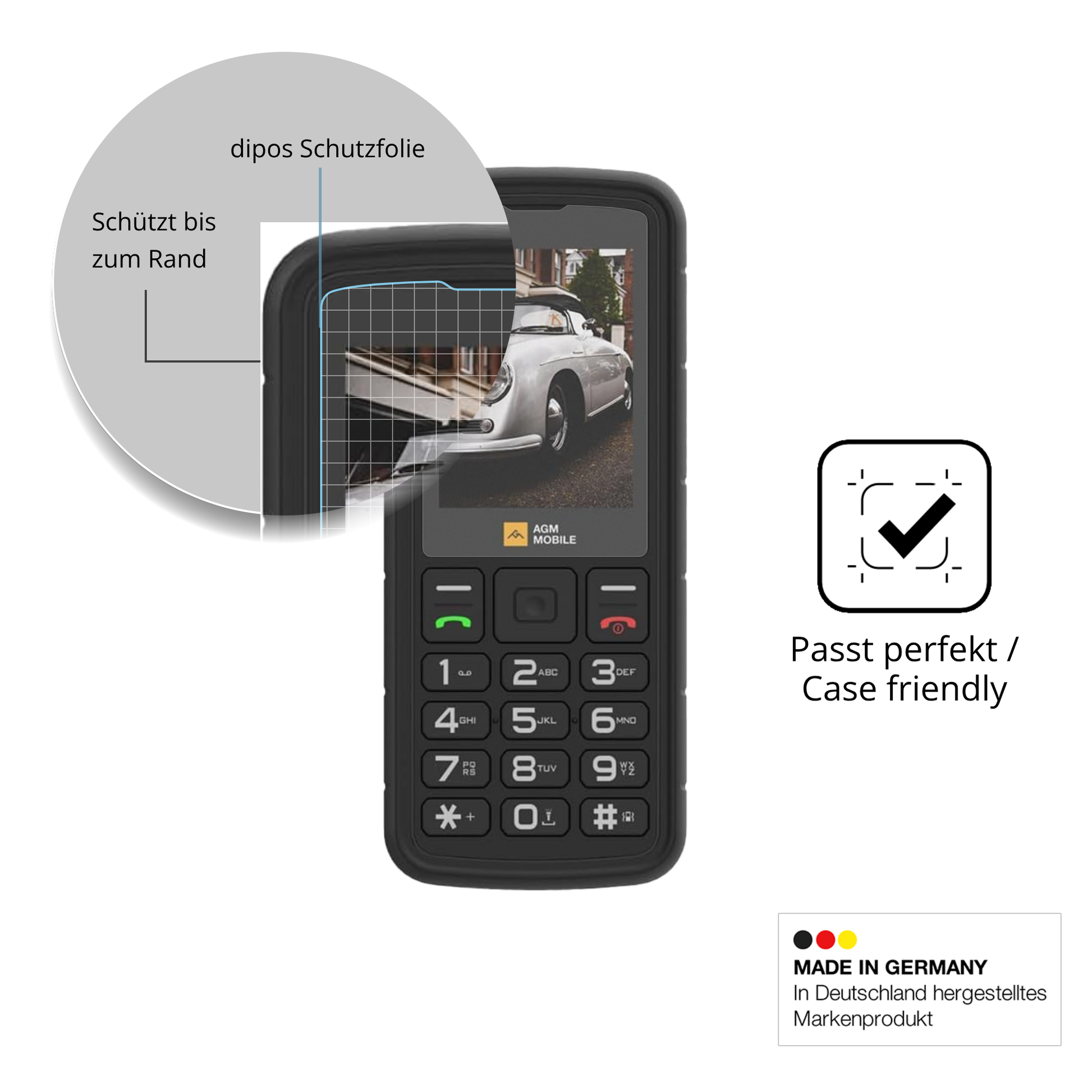 Schutzglasfolie mit optimaler Passform, zur Verwendung mit Hüllen geeignet
